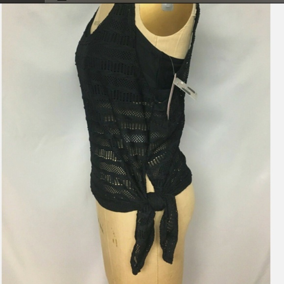 GO By GOSSIP Womens 2-in-1 Layered Swim Top Separates Black 103292 NWT $54 - Picture 7 of 9